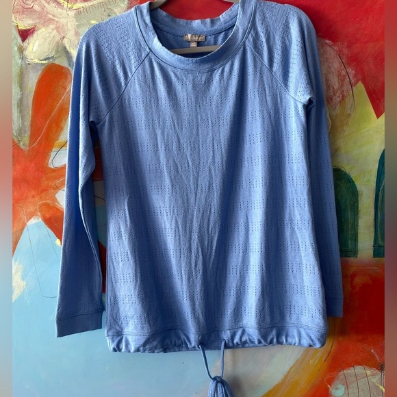 Talbots Woman’s Pullover Top Size XS Blue Color Drawstring Hem Long Sleeve Soft - Picture 1 of 4